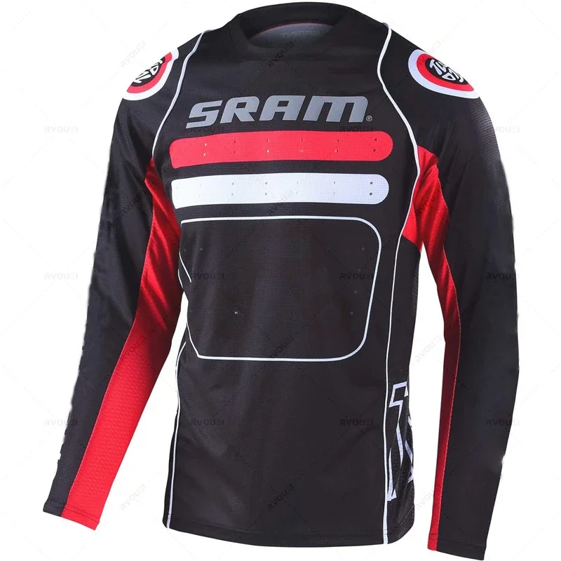 New Sram Motorcycle Off-Road Long Sleeve Cycling Jersey DH Downhill Endurance Race MTB Polyester Breathable Quick-Drying T-Shirt 5