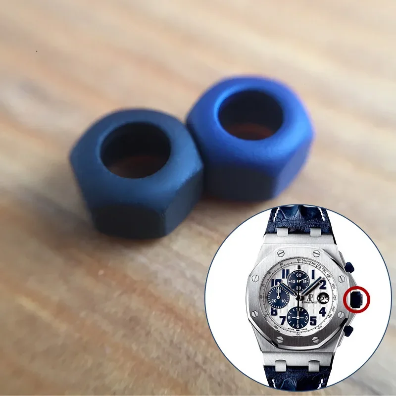 Solid Steel + Rubber Crown Sleeve Cover Per Ap Audemars Piguet Royal Oak Offshore 42Mm Cronografia Parti Di Orologi Automatici Strumenti