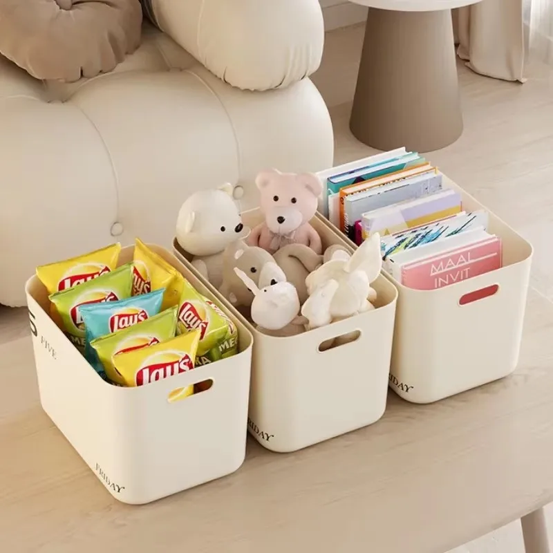 Stackable Storage Box with Lid Dustproof Cosmetics Clothing Grocery Storage Trunk Snack Storage Container Toy Storage Bin Basket