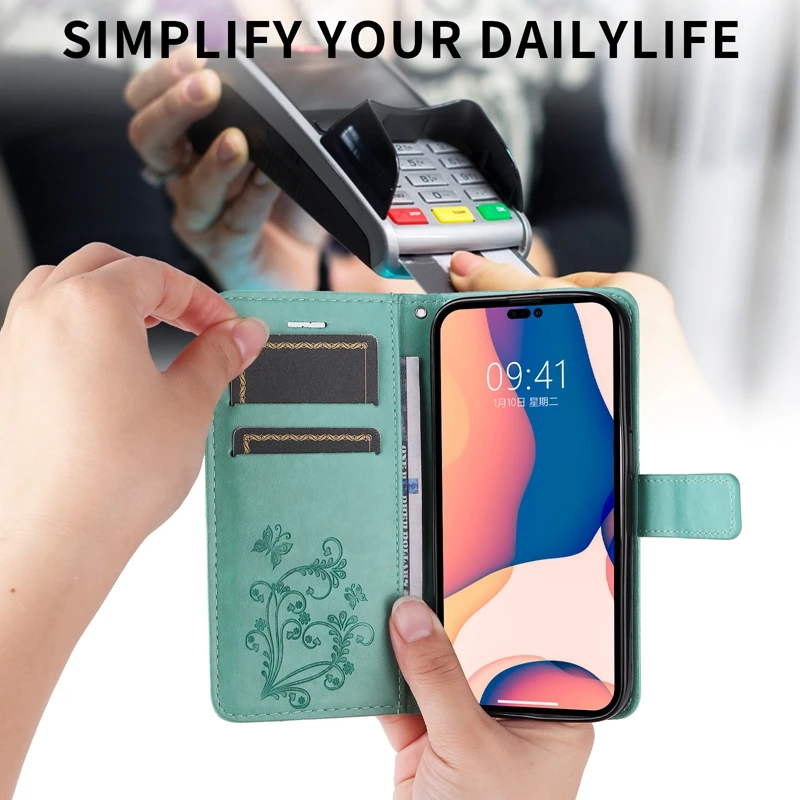 Κομψή ανάγλυφη θήκη βιβλίου πεταλούδας για Realme C31 C35 C11 C15 C17 C20 C21 C21Y Realme 9i 9 Pro 8 7 6 5 PU Leather Flip_voghion.com