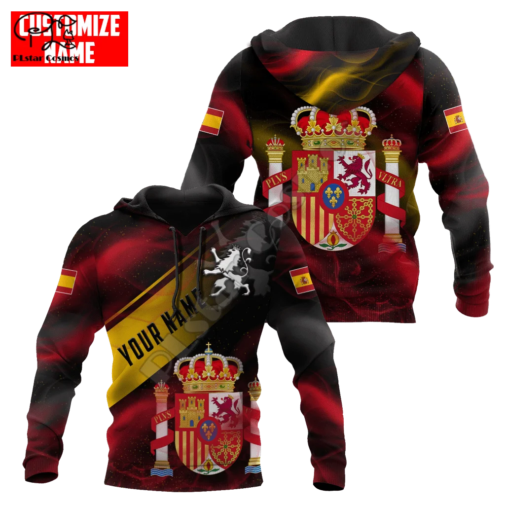 

PLstar Cosmos Spain National Emblem And Flag 3D Printed 2022 Hoodies Sweatshirts Zip Hooded For Men/Women Casual Streetwear S03