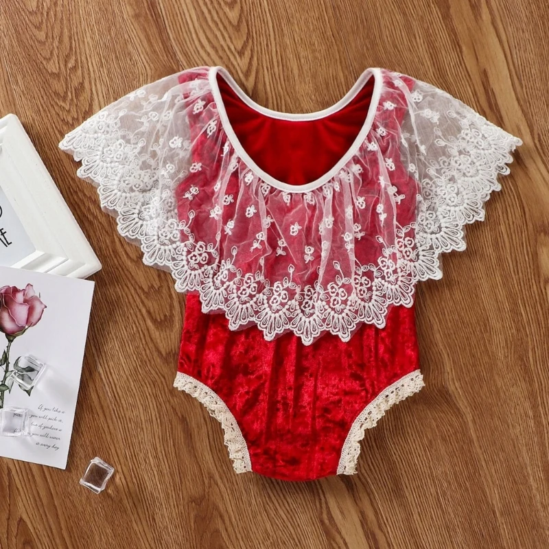 

Baby Photo Clothes Lacy Jumpsuit Newborn Photoshooting Props OnePiece Lace Romper Bodysuit Skin-Friendly Photo Outfit