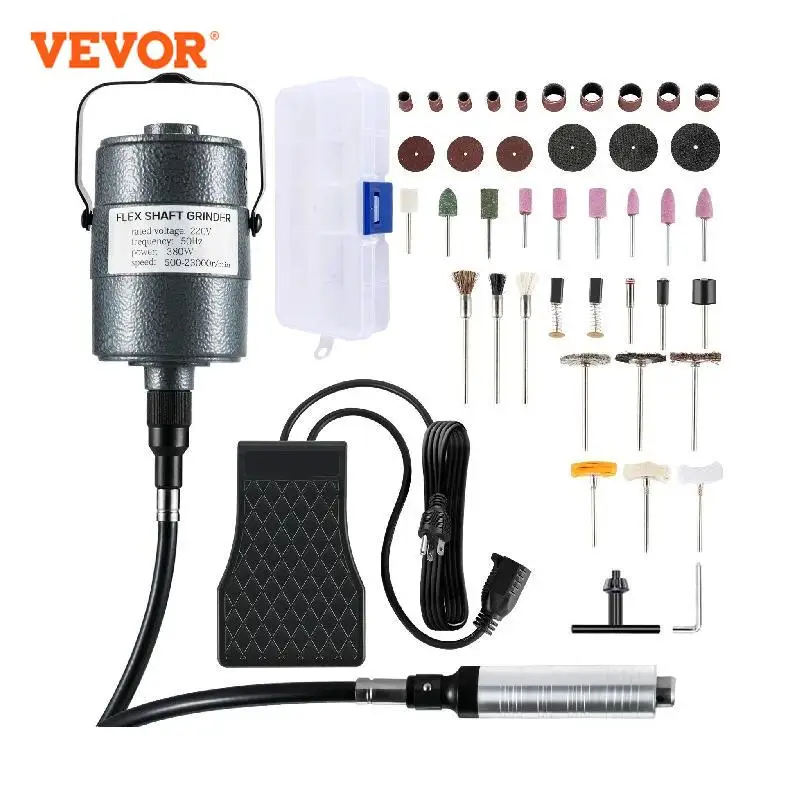 VEVOR Akasztás flexshaft Huta 380/560/780W Elektromos ékszer Őrlés polírozó szerszámok stepless sebesség Kő- faipari sanding Tollhegy készlet