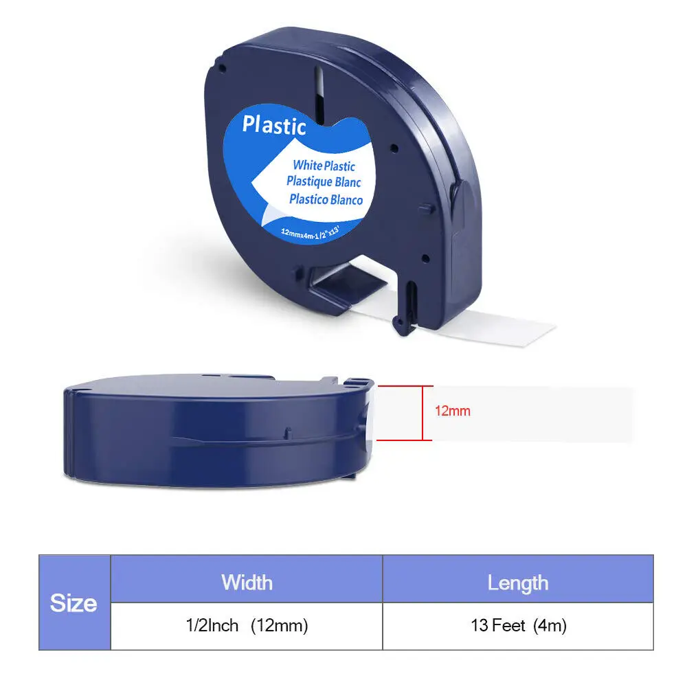 91331 16952 Compatible Dymo Letratag 12mm Plastic Label Paper Tape Fabric White LetraTag LT-100H Labelmaker 200B QX50 label tape