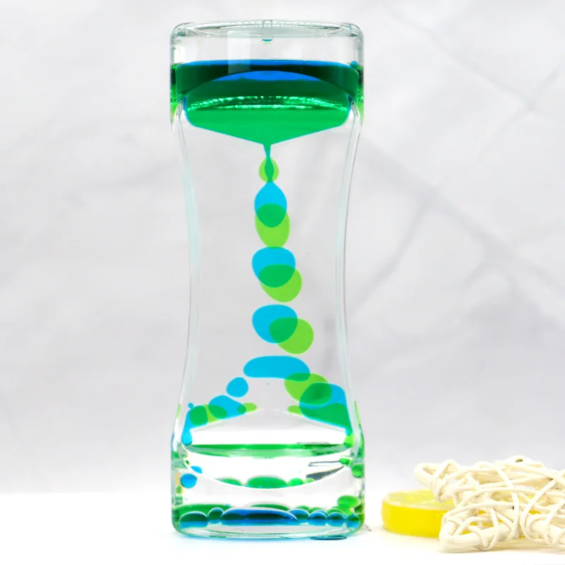 Sand Timer Liquid Hourglass Timer Colored Hourglass Liquid Motion Bubbler Timer Desktop Colorful Calming Relaxing Toys Sensory Anxiety Autism ADHD Fidget T