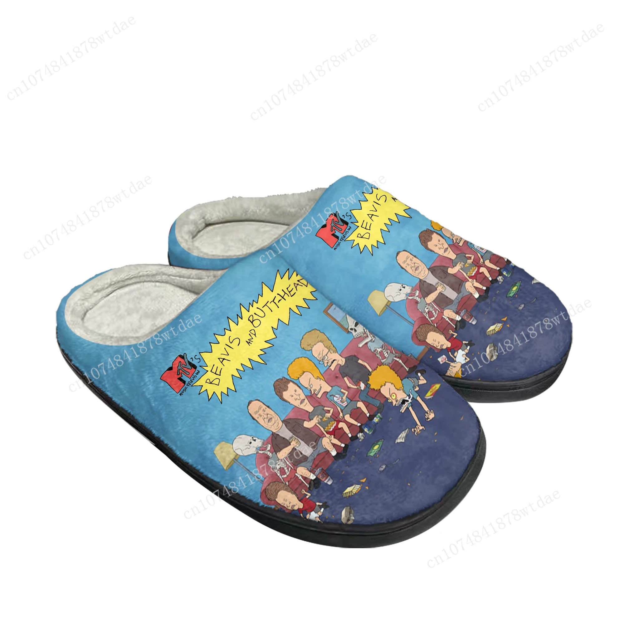 

Butthead Butt Head Rock N Roll Home Cotton Slippers Men Women Youth Boy Girl Plush Bedroom Keep Warm Shoes Custom Indoor Slipper