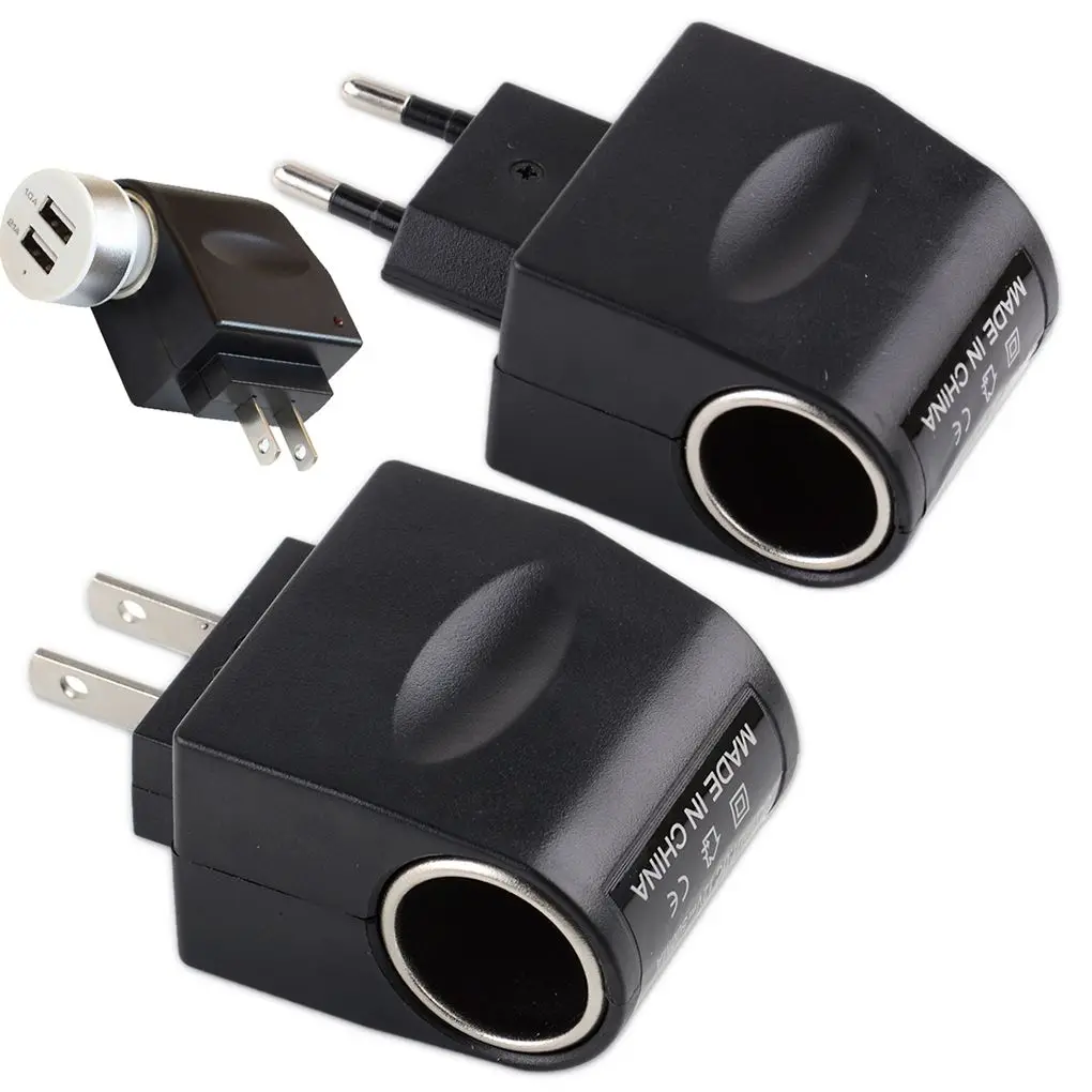 AC Adapter With Car Socket Auto Charger EU Plug 220V AC To 12V DC Use For  Car Electronic Devices Use At Home