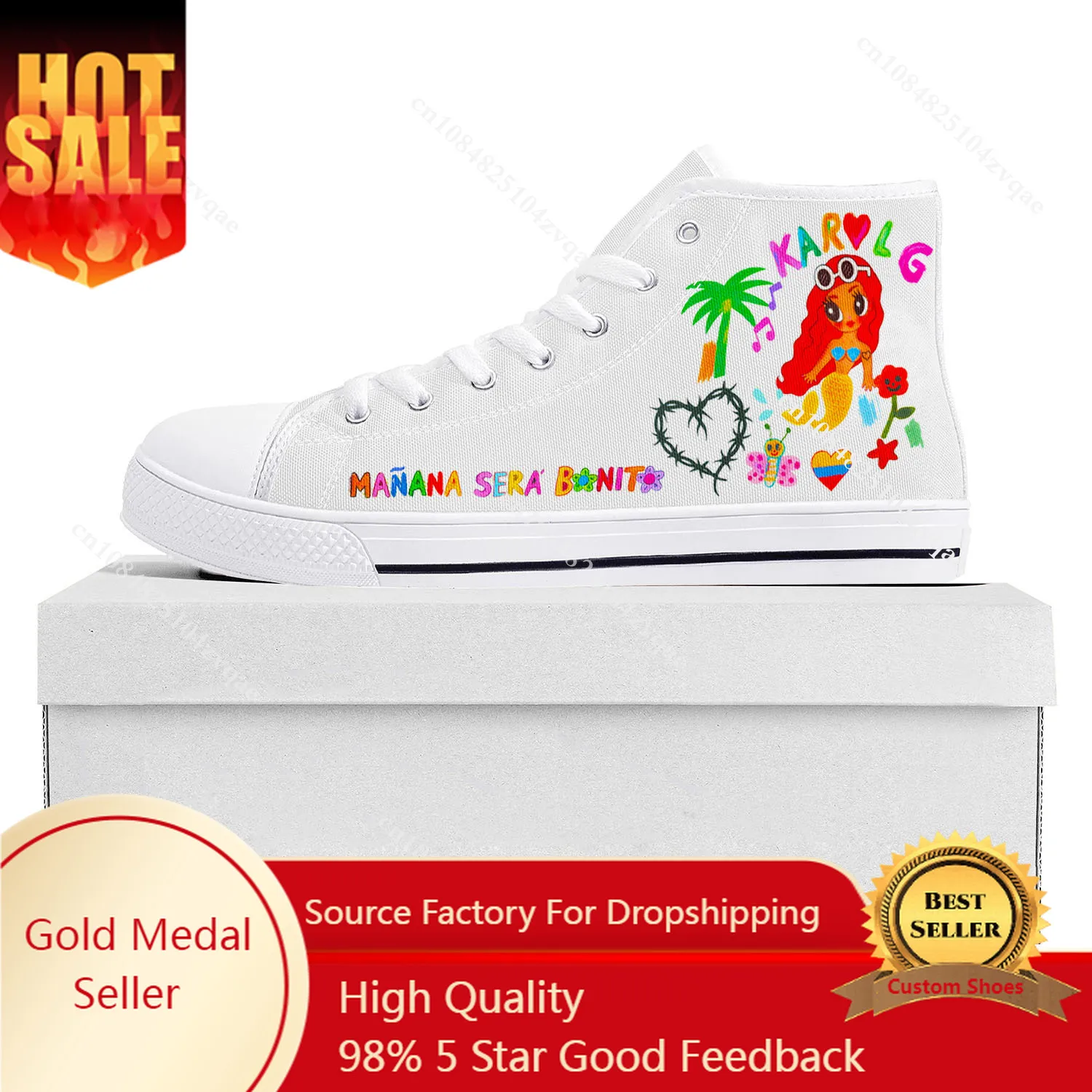 Manana Sera Bonito Karol G High Top High Quality Sneakers Mens Womens Teenager Canvas Sneaker Casual Couple Shoes Custom Shoe