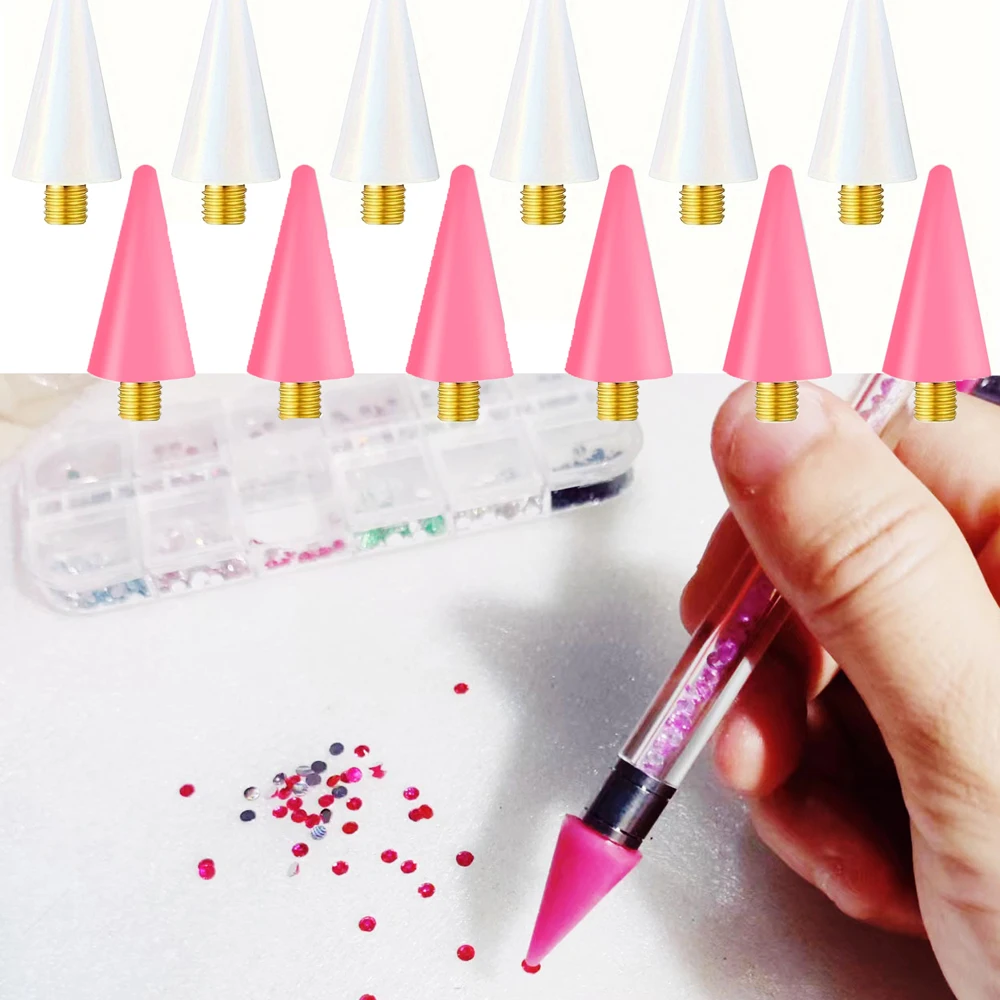 Description Picture 2 of item5pcs Pink/White Nail Dotting Pen Replacement Wax Head Rhinestone/Gem/Charms Picking Up Tools Nail Art Wax Tips Applicator Tools