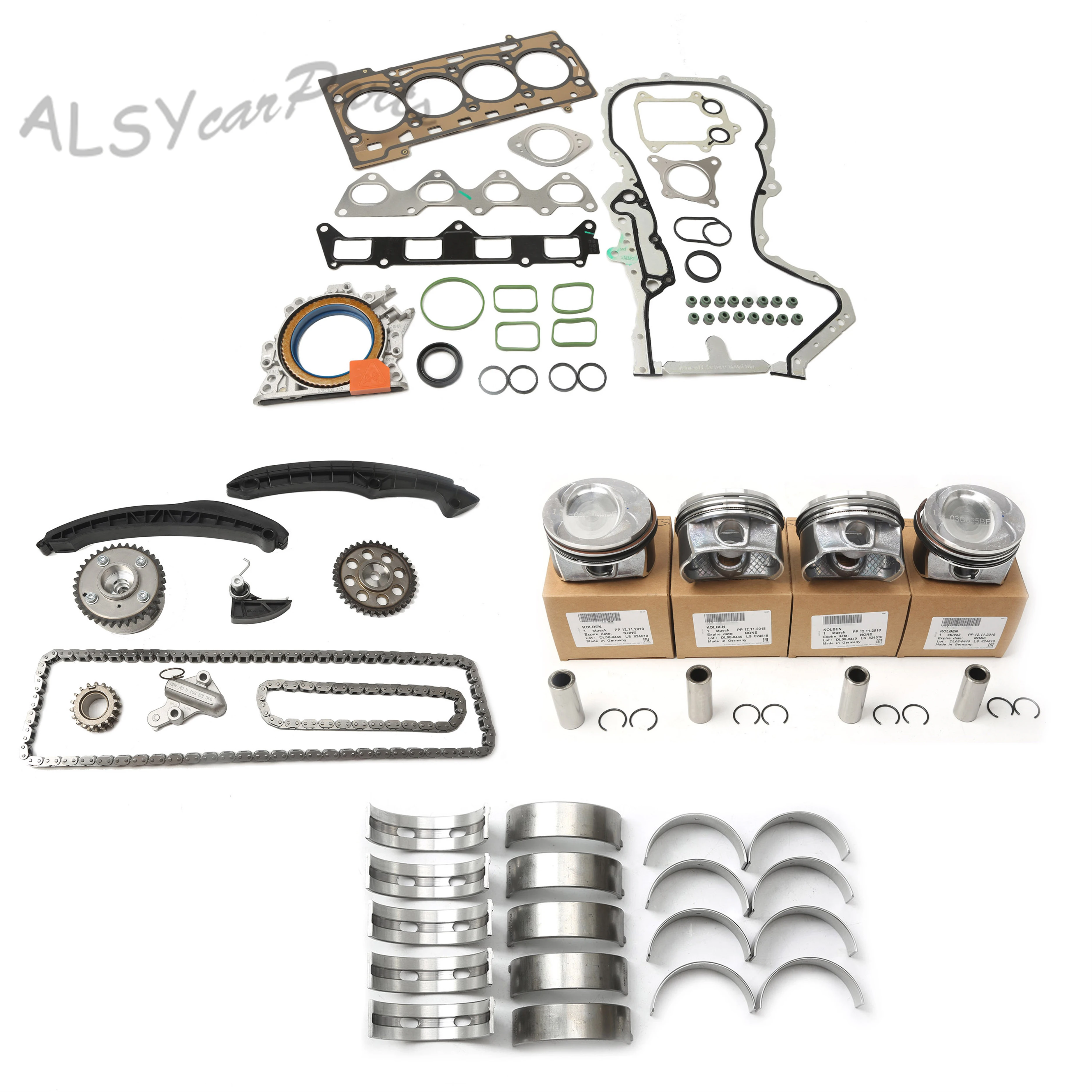 1.4T EA111 Engine Gaskets Seal Pistons Rings Bearing Timing Chain Repair  Kit For Audi A1 VW Golf Jetta MK5 Tiguan Passat B7 CTHD
