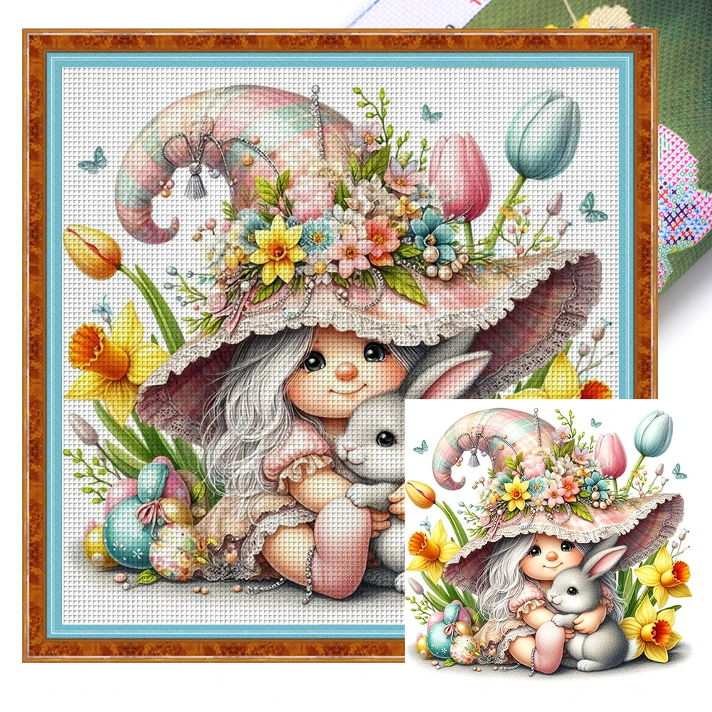 Cross stitch kit Full Embroidery Eco-cotton Thread 11CT Printed Gnome Cross Stitch Kit Art Decor
