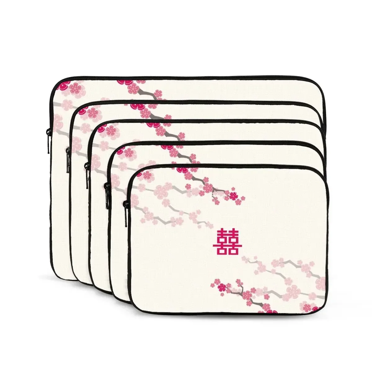 Chinese Wedding Double Happiness Japanese Sakura Notebook Laptop Bag Case Pouch 10 12 13 15 17 Inch Tablet Shockproof Case Bag