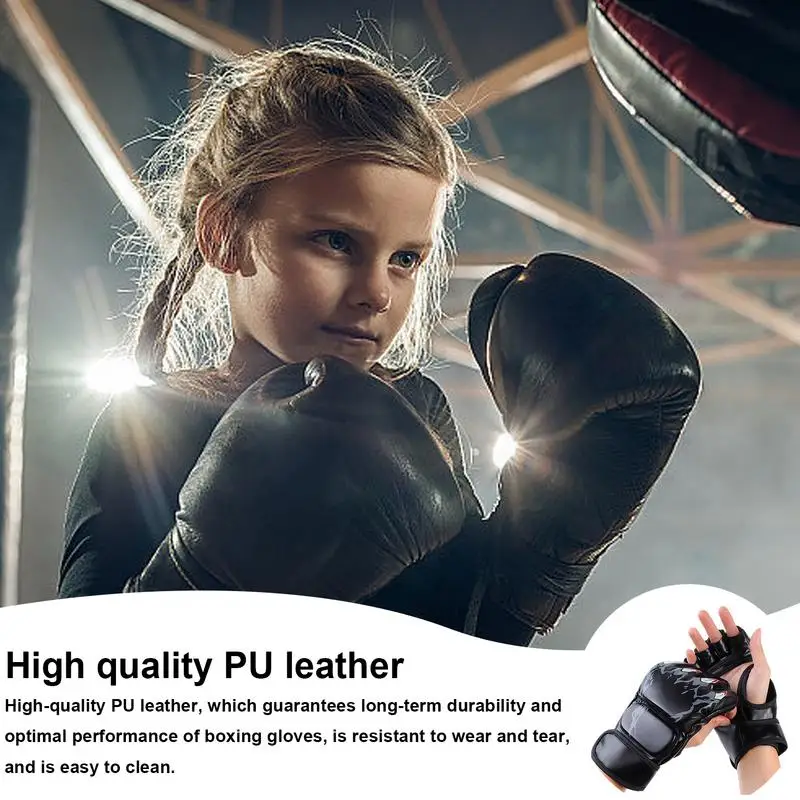 Boxing Training Gloves Anti-Injury Shock Absorb Boxing Gloves Half Finger Adjustable Mitts Wrist Support For Kickboxing Cage