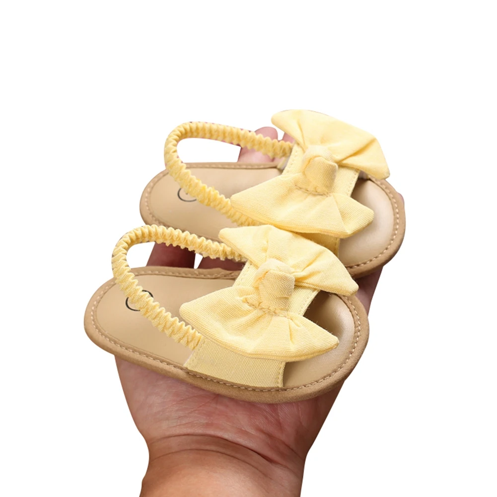 VISgogo Baby Girls Bowknot Sandals Anti-slip Soft Sole Prewalker Summer Princess Crib Shoes Solid Color Flat Clogs Sandals kids sandals,baby sandals