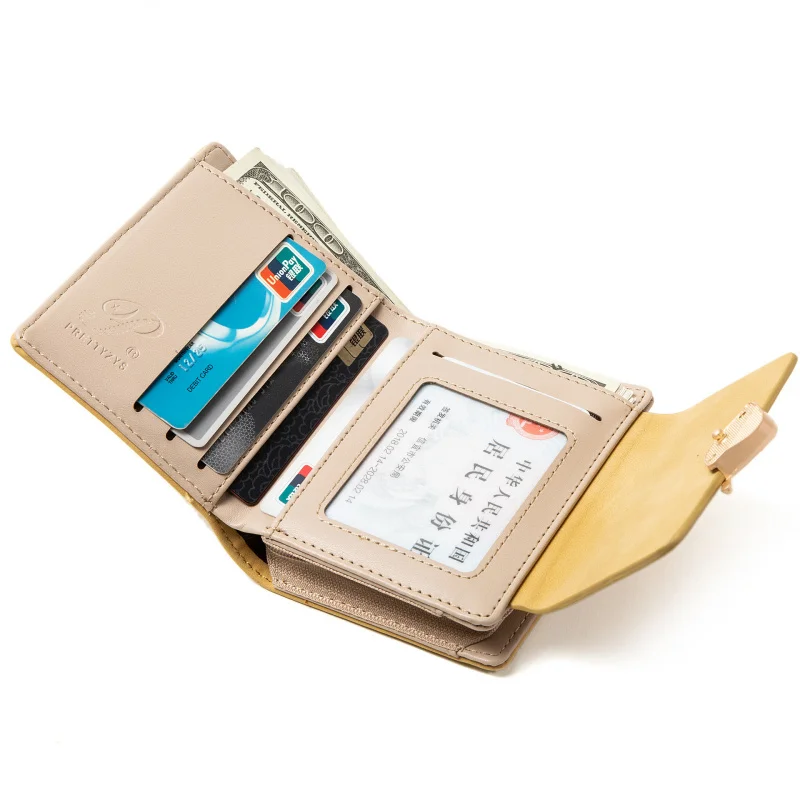 Women's Short Wallet Fresh Leaf Buckle Coin Purse Mini Student Change Clip