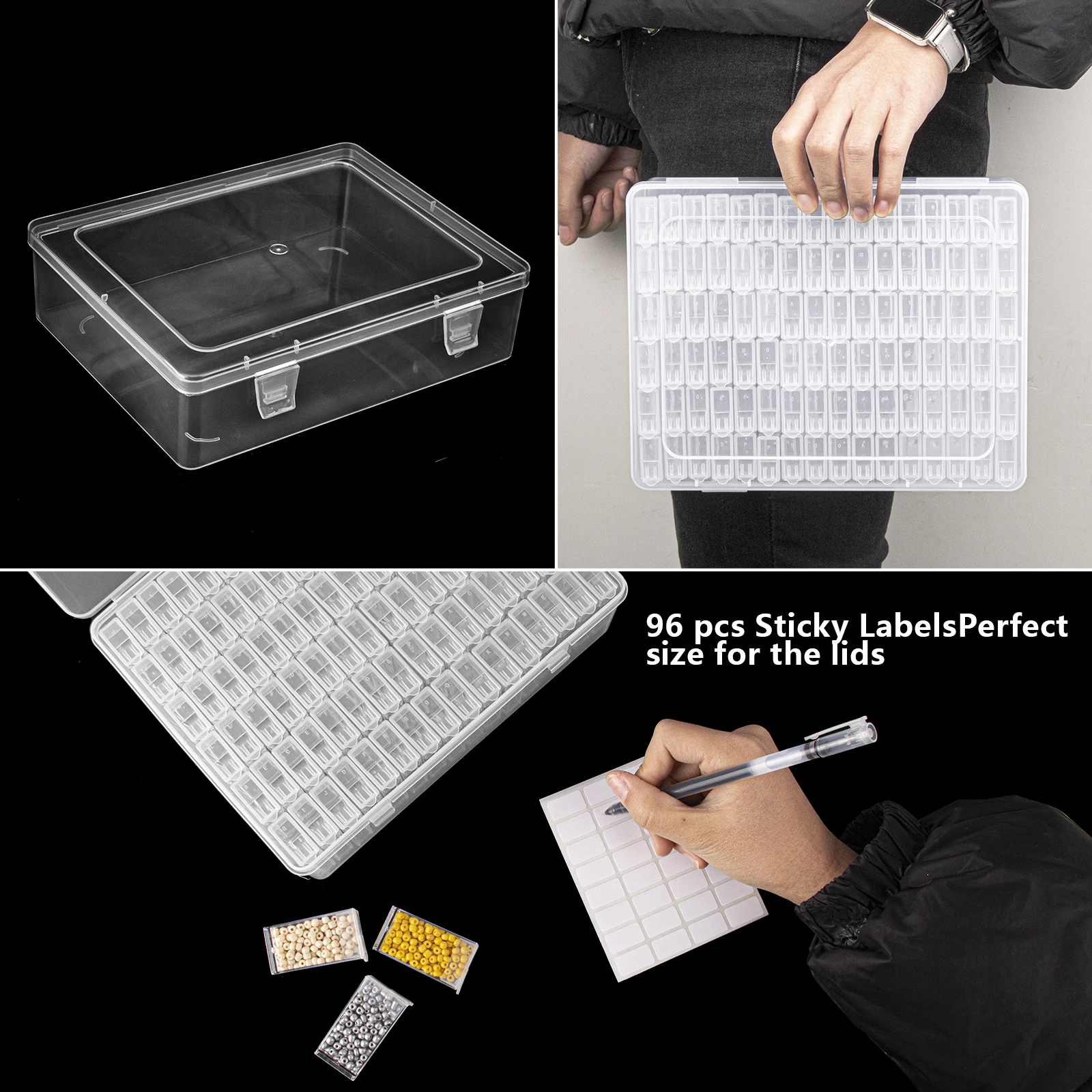 A set of 96 compartments diamond painting storage containers, suitable for storing diamond measuring box DIY craft, capable of s