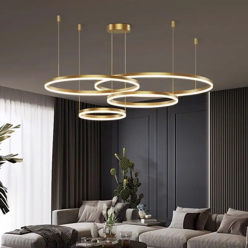 Minimalist Round Chandelier Modern Pendant Light Dining Room Living Room Bedroom Ceiling Lamp Nordic LED Hanging Fixture