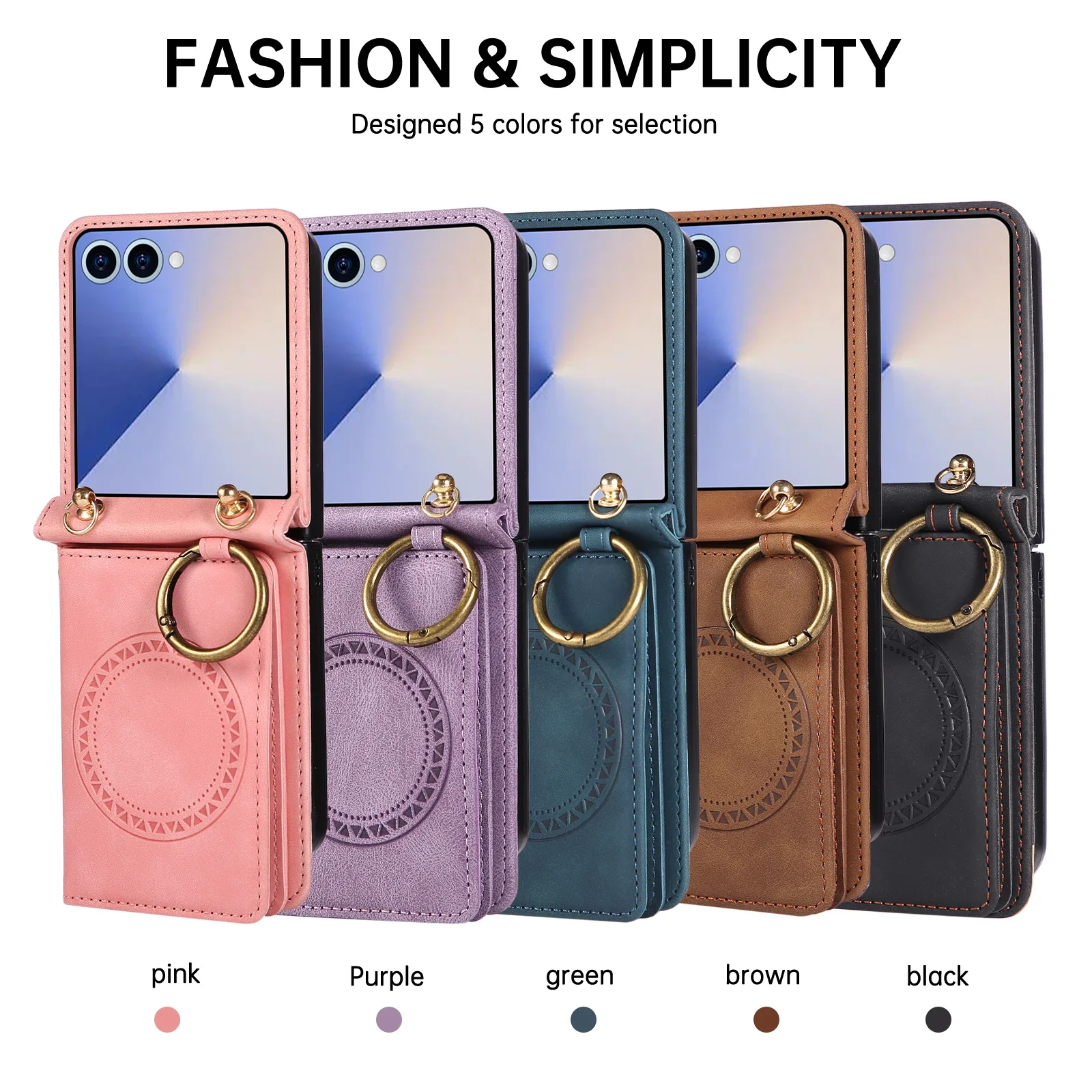 Magnetic Leather Wallet Crossbody Phone Case with Card Holder