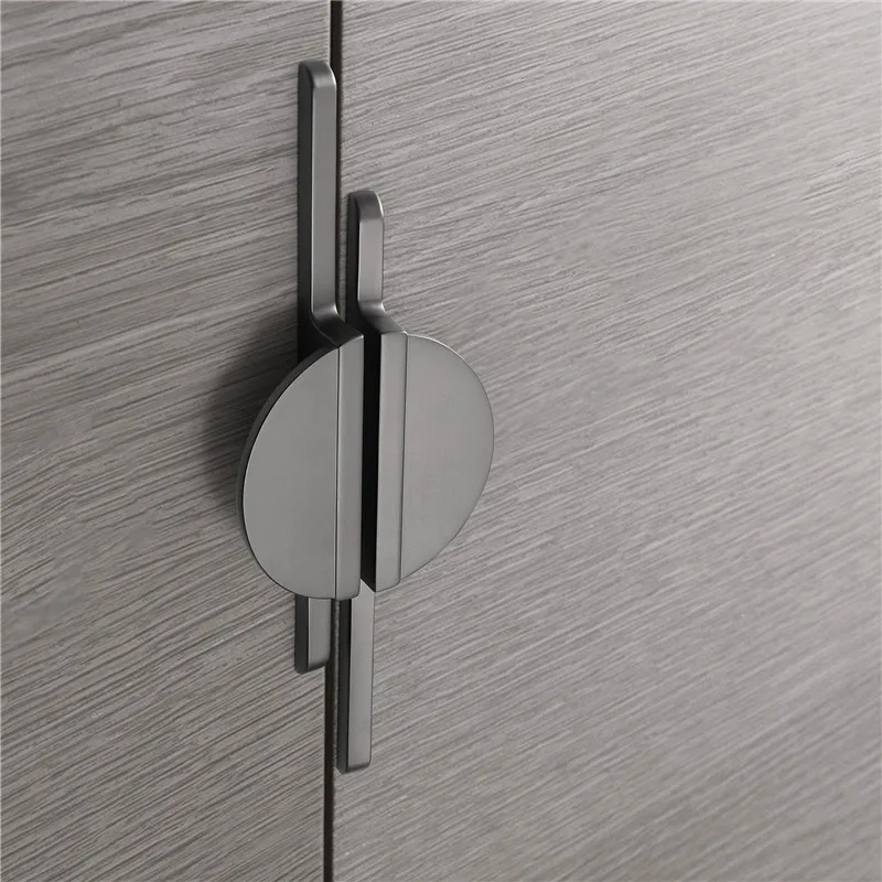 KK&FING Light Luxury Black Semicircle Wardrobe Door Handles Zinc Alloy Cabinet Handles Cupboard Door Pulls Furniture Hardware