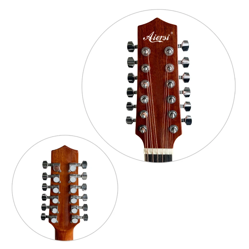 Aiersi 12 String Gloss Mahogany Body Acoustic Guitar 41 Inch Left Hand and Right hand  Electric Music Instrument Guitar with EQ