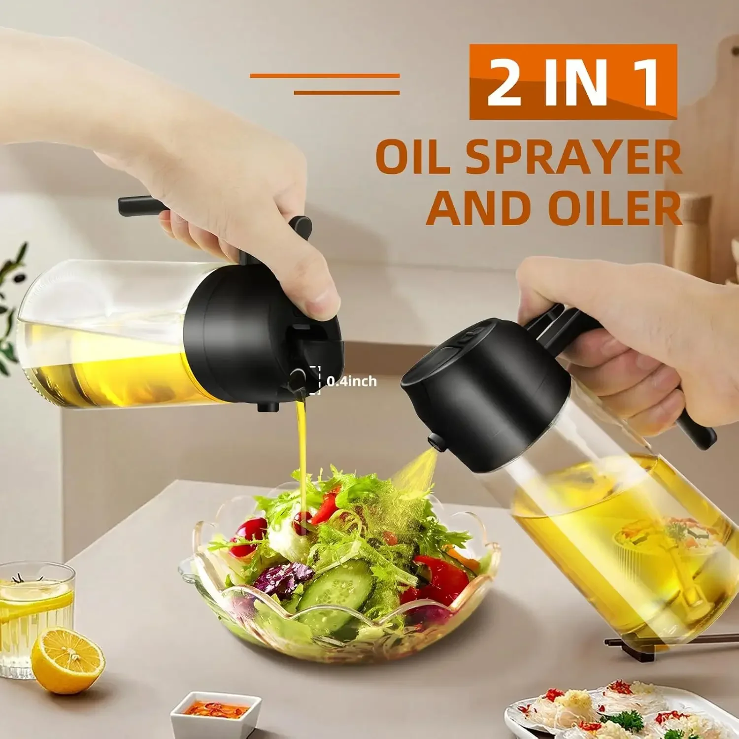 Description Picture 2 of item2in1 500ml Glass Oil Sprayer Oil Spray Bottle Oil Tank BBQ Kitchen Baking BBQ Picnic Kitchen Tools for Businesses