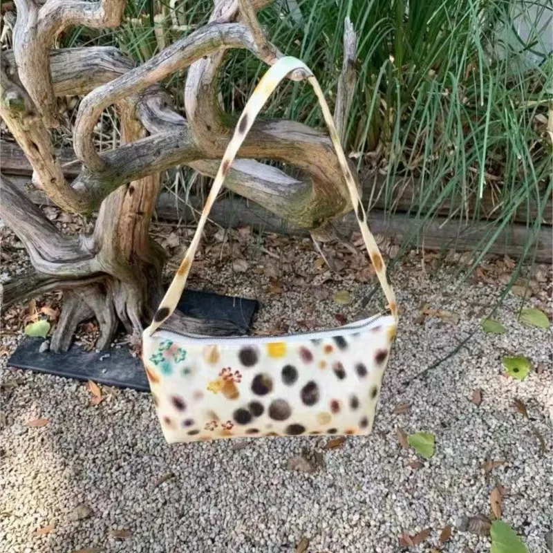 Pastel Yellow Colorful Polka Dot Underarm Bag Women Leather Large Capacity Shoulder Bags Ladies Commuter Versatile Handbag 2025