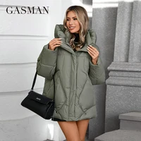 GASMAN 2024 مجموعة سترة شتوية عصرية بياقة واقفة معطف نسائي أنيق بقلنسوة سترات نسائية 88613 5