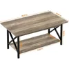 Coffee Table with Storage, 39inch Modern 2-Tier Coffee Tables for Living Room, X-Frame Design Farmhouse Coffee Table Space 2