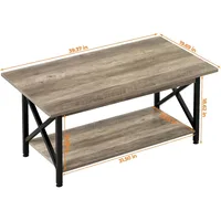 Coffee Table with Storage, 39inch Modern 2-Tier Coffee Tables for Living Room, X-Frame Design Farmhouse Coffee Table Space 2