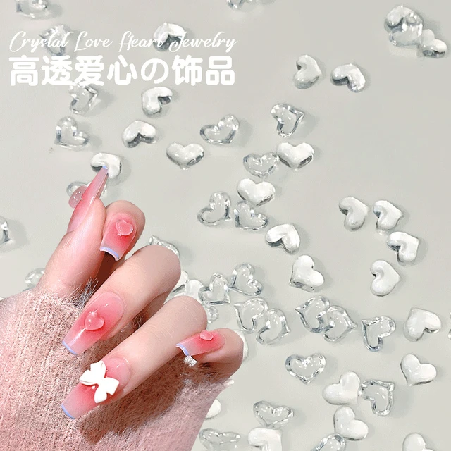 30pcs/box Mixed Glitter 3D Rhinestones Nail Art Gems Love Heart Diamond Cry  #