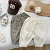 Spring And Autumn Newborn Baby Girls And Boys Trousers Cotton Solid Travel Simple Elastic Waist Korean Fashion Soft Casual 2