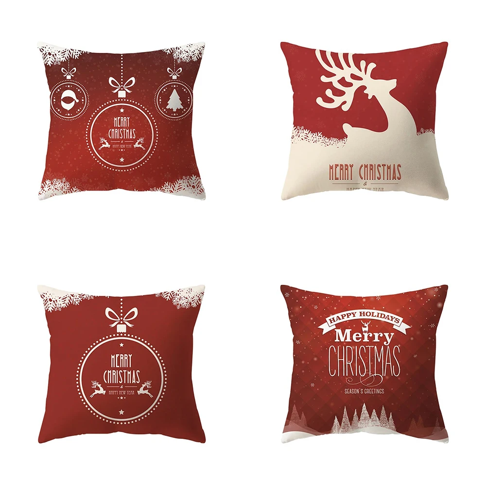 

Наволочка для подушки с принтом рождественской елки и лося, украшение для дома, гостиной, дивана, квадратная наволочка для подушки