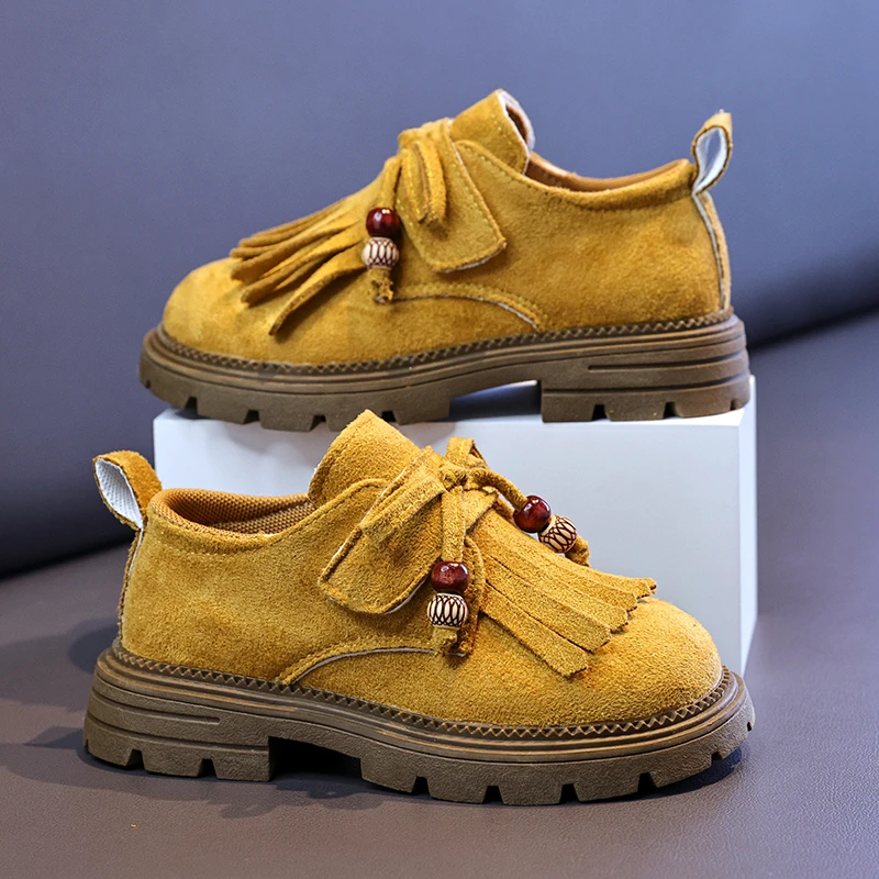 Leather Kids Mary Jane Shoes Non Slip Thick Bottom