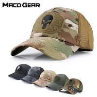 Summer Tactical Military Camouflage Baseball Mesh Skull Cap Adjustable Sunshade Hat Camping Hunting Hiking Breathable Caps Men 1