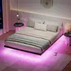 Floating Bed Frame Queen Size with Hidden LED Lights Adjustable Brightness No Box Spring Needed Metal Platform with Storage 2