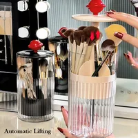 Automatic Lifting Makeup Brushes Holder with Lid Dustproof Makeup Organizer for Vanity Cosmetic Storage Box Lipstick Container 1