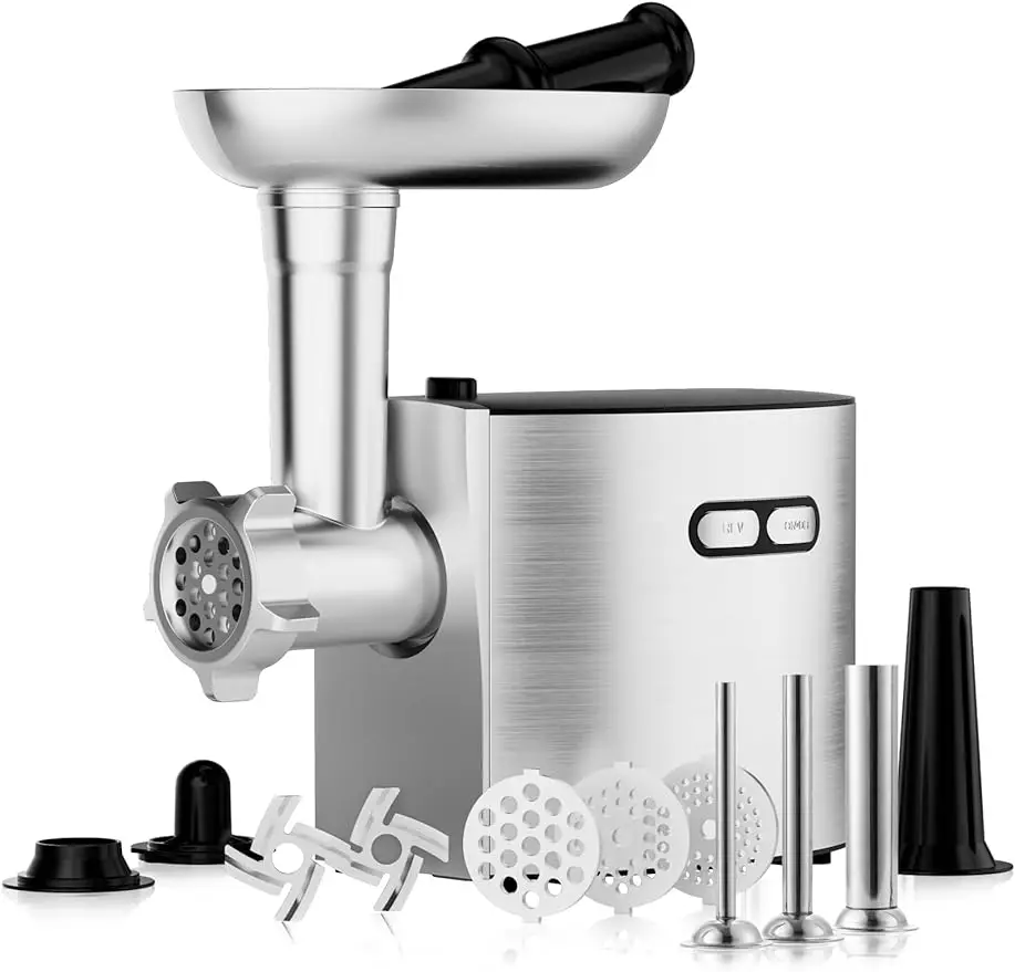 CHEFFANO Meat Grinder, Electric Meat Grinder and Sausage Maker Includes  Size Stainless Steel Sausage Stuffs, Cutting Blades AliExpress