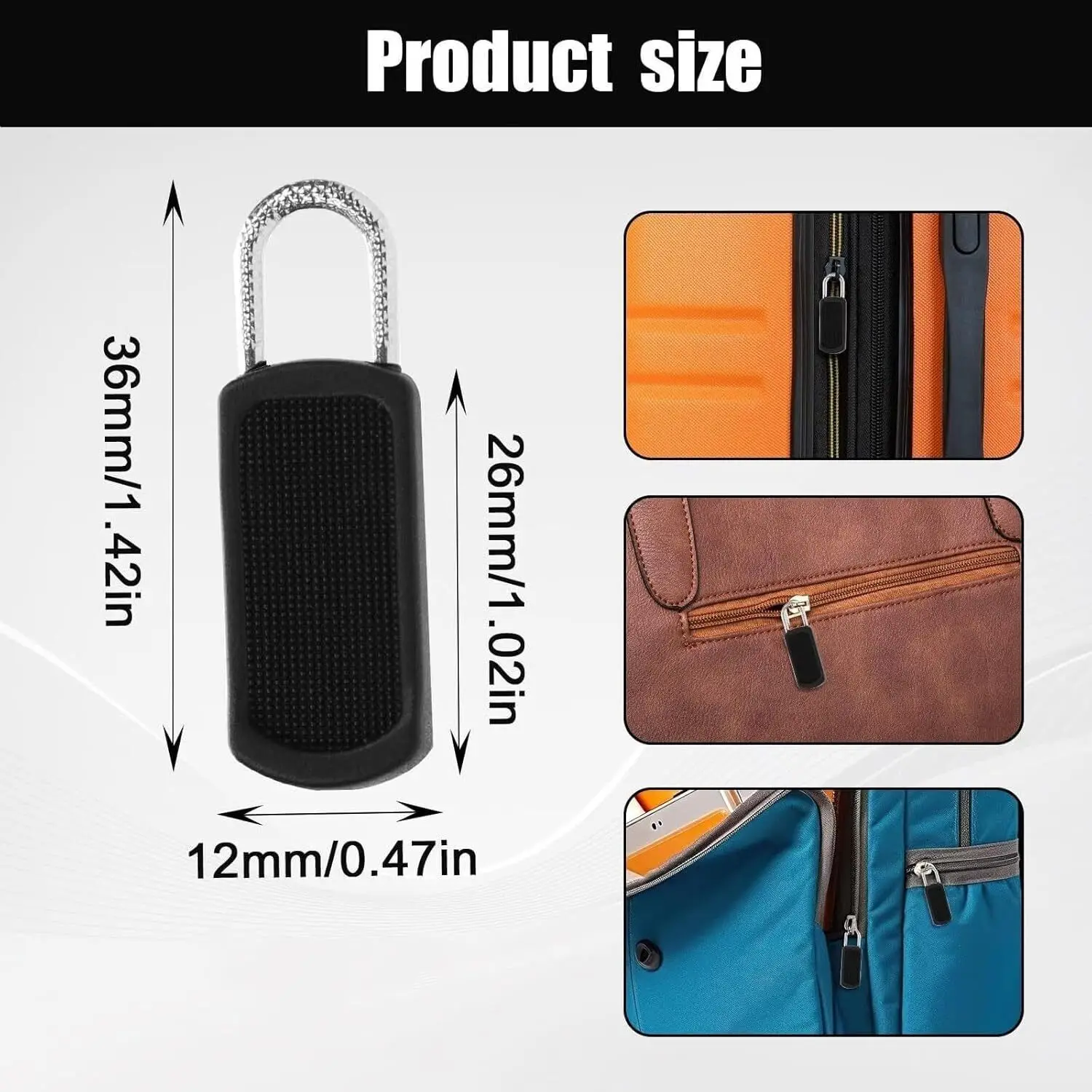 Detachable Zipper Puller Metal Zipper Head Repair Kits Universal Replacement for Luggage Purse Bag Clothes Slider 5Pcs