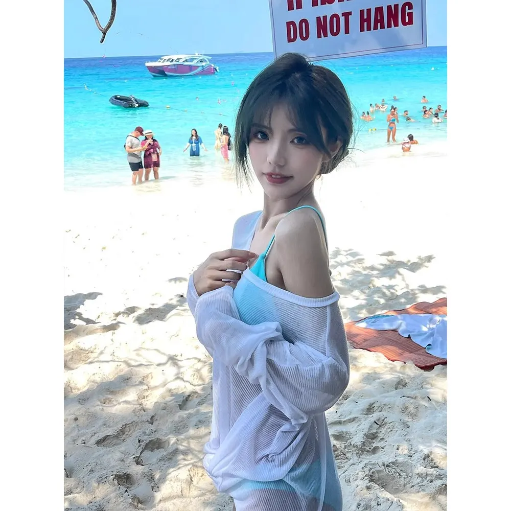 Women's Bikini Swimsuit Cover up Thin Sun Protection Clothing Beach Sand Surfing Outerwear Mesh Light Weight Swimming - 3