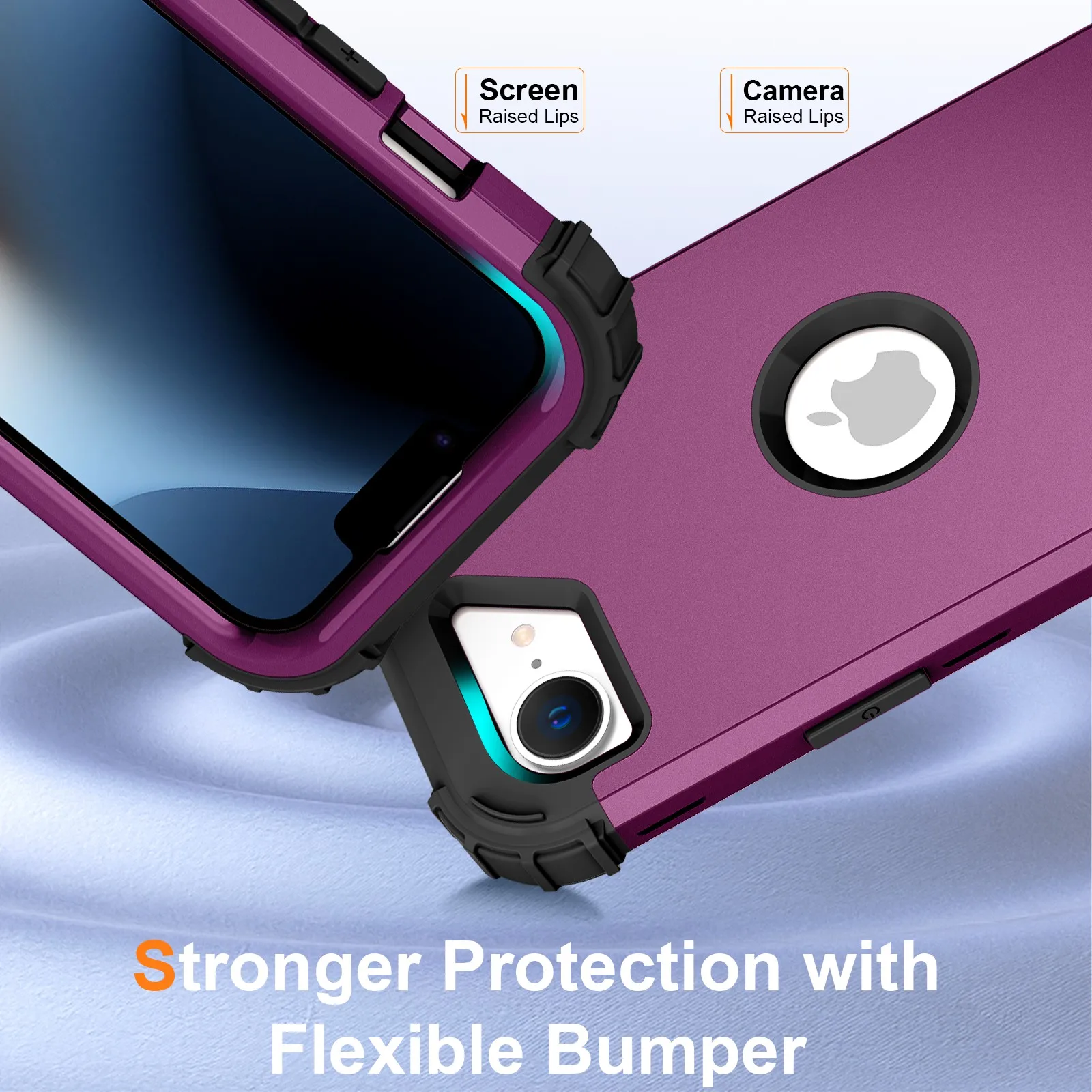 Durable 3-in-1 Shockproof Armor Phone Case with Soft TPU Silicone and Hard Plastic Lining