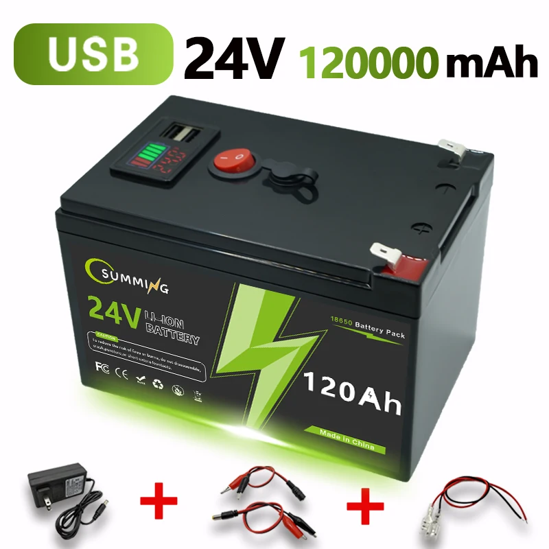Batterie lithium-ion 24V 120Ah LiFePO4 LFP, BMS 100A intégré