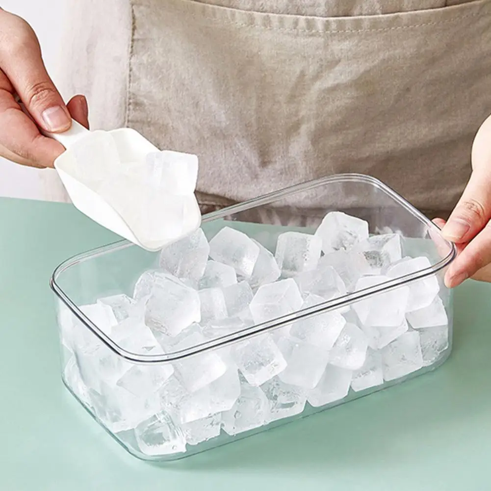 Yoove Ice Cube Tray With Lid and Bin- Silicone Ice Tray For Freezer, Comes  with Ice Container, Scoop and Cover