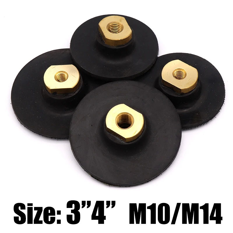 

3"/4" Back Pad For Diamond Polishing Pad Rubber Based Grinding Disc Hook & Loop Backing Holder M10/M14 Thread For Angle Grinder
