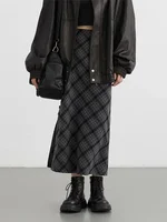 CHIC VEN – jupe longue décontractée pour femmes, nouveau Style doux et Cool, taille haute, fente à carreaux, demi-jupe Tube droit, printemps automne 2024 6