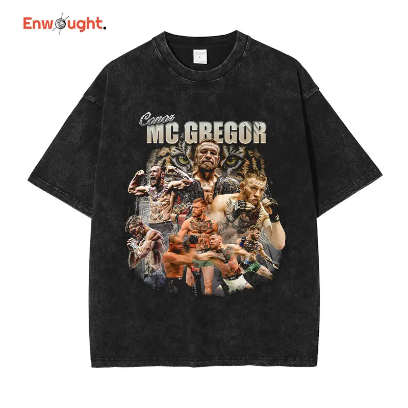 

Conor McGregor футболка боксерский Чемпион винтажная потертая футболка с коротким рукавом оверсайз Футболка Harajuku Свитшот топы футболки мужские хлопковые