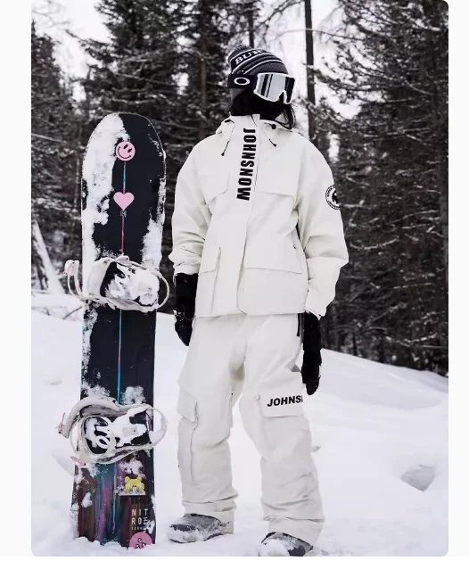 Ski Wear Women Men Waterproof Thickened Windproof Hooded Snowboard Jacket Pants