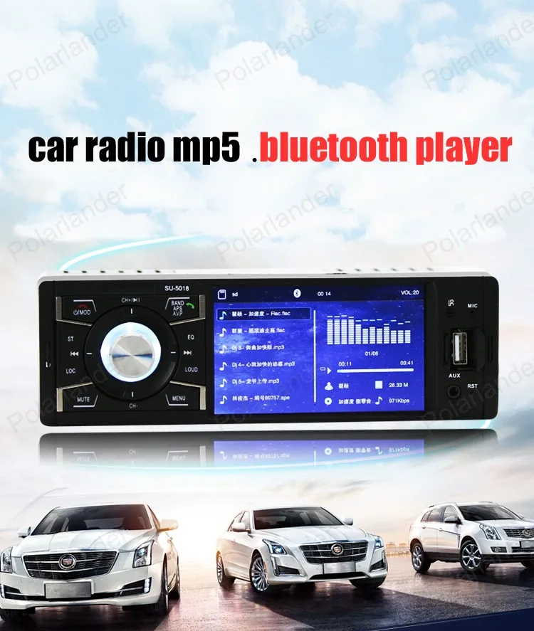

Car Radio Video Player Hands-free Calls Stereo Receiver 4 Inch In-Dash Support Bluetooth/FM USB/SD AUX 1 Din MP5 HD Screen FM