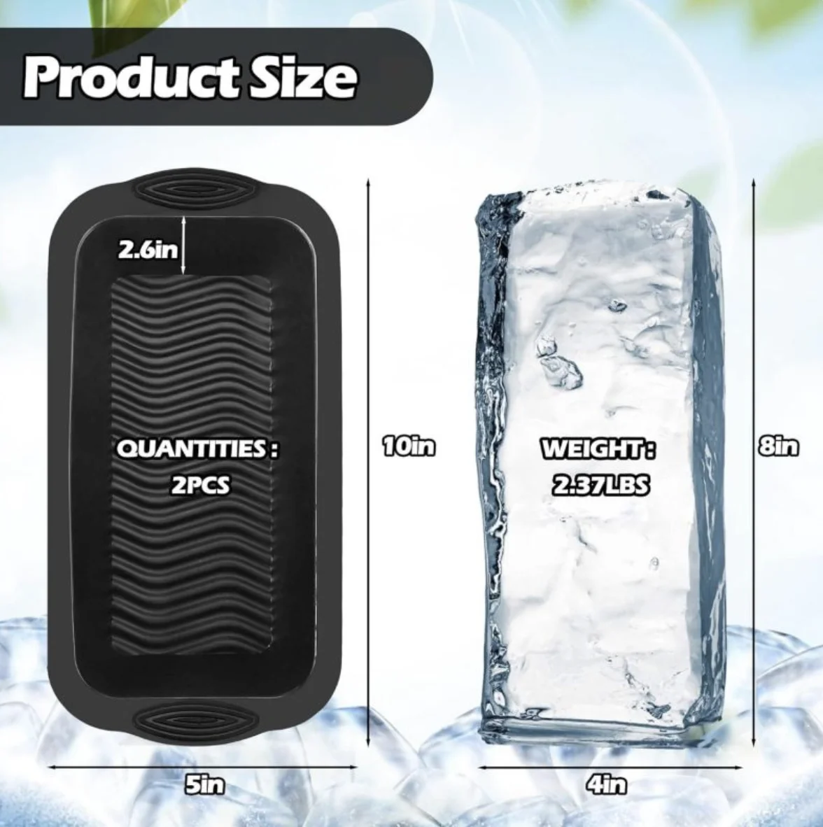 3Pcs Extra Large Ice Mold Silicone Large Ice Block Mold Ice Cube Maker Reusable Large Ice Cube Tray Dishwasher Safe