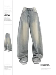 High Waist Jeans Women Korean Fashion Wide Leg Denim Trousers 2000s Harajuku Vintage Y2k Pants Casual Trashy Baggy Jeans 2024