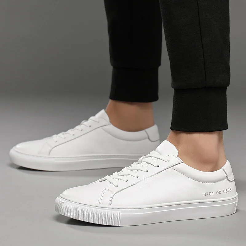 Italian Genuine Leather Men's Shoes 2024 Designer White Shoes Comfy Walking Shoes Lace-up Business Outdoor Zapatos Para Hombre 3